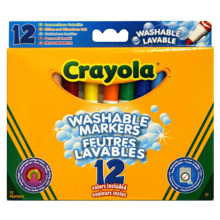 Crayola 12 смываемых фломастеров в универсальной упаковке (5010065083295)