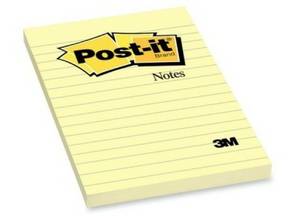 Post-It Pad 4X6 Yellow Lined 100Sheet