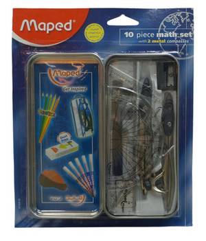 Maths Set 10 Pcs (Geometry Set Metal Box)