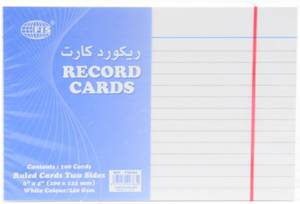 Record Card 6X4 White 240 Gsm 100 Sheets