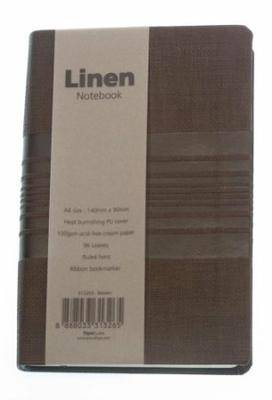 Grandluxe Brown Linen Notebook, Small, 3.5 x 5.5 Inches