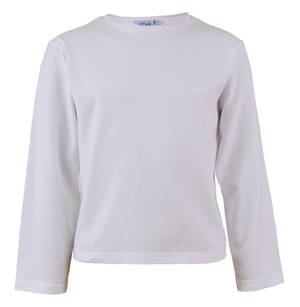 Round Neck Long Sleeve Cotton Blouse