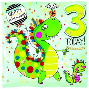 Rachel Ellen Age 3 Card - Dinosaur (SCRIB6)