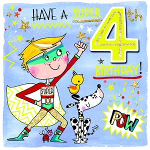 Rachel Ellen Age 4 Card - Super Hero (SCRIB8)