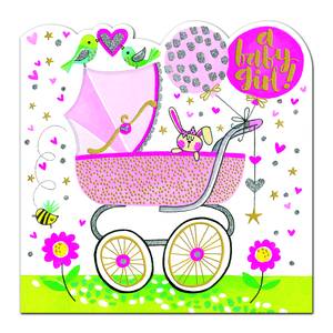 Rachel Ellen Baby Girl Pram Card (SPIR15)