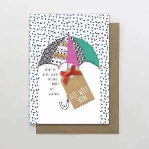 Stop the Clock Get Well Soon Card - Umbrella (SUN84)