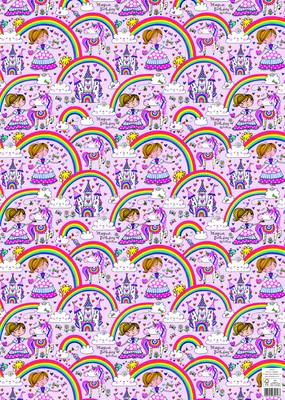 Rachel Ellen Flat Wrap - Princess & Rainbows (WP132)