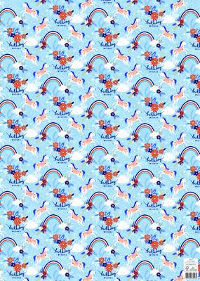 Rachel Ellen Flat Wrap - Birthday Wishes Unicorns (WP138)