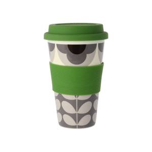 Mclaggan Mugs Summer Flower Stem Grey/Black - Travel Mug