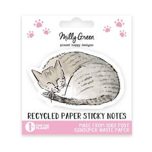 Milly Green Curious Cats Set Of Sticky Notes - 100% Recycled Paper Mg2700